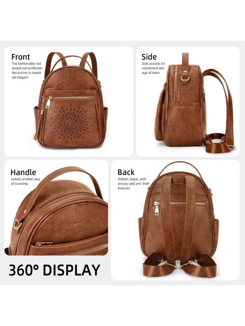 Cute Mini Backpack Purse for Women - Lightweight PU Leather, Waterproof Casual
